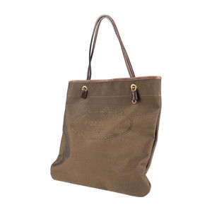 Prada Leather Canvas Bag Brown Tote